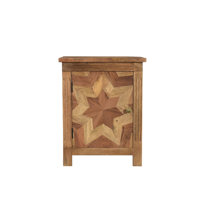 28" Brown Starburst Geometric Solid Wood Nightstand Image 2