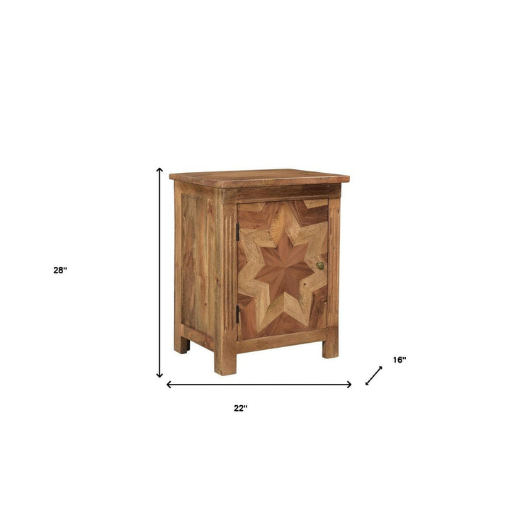 28" Brown Starburst Geometric Solid Wood Nightstand Image 7