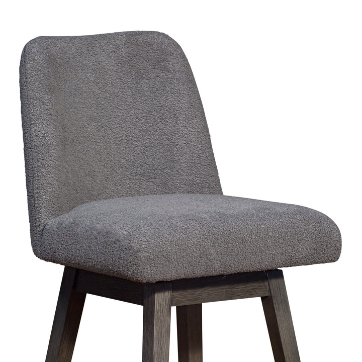 30" Gray Upholstered And Solid Wood Swivel Bar Height Bar Chair Image 6