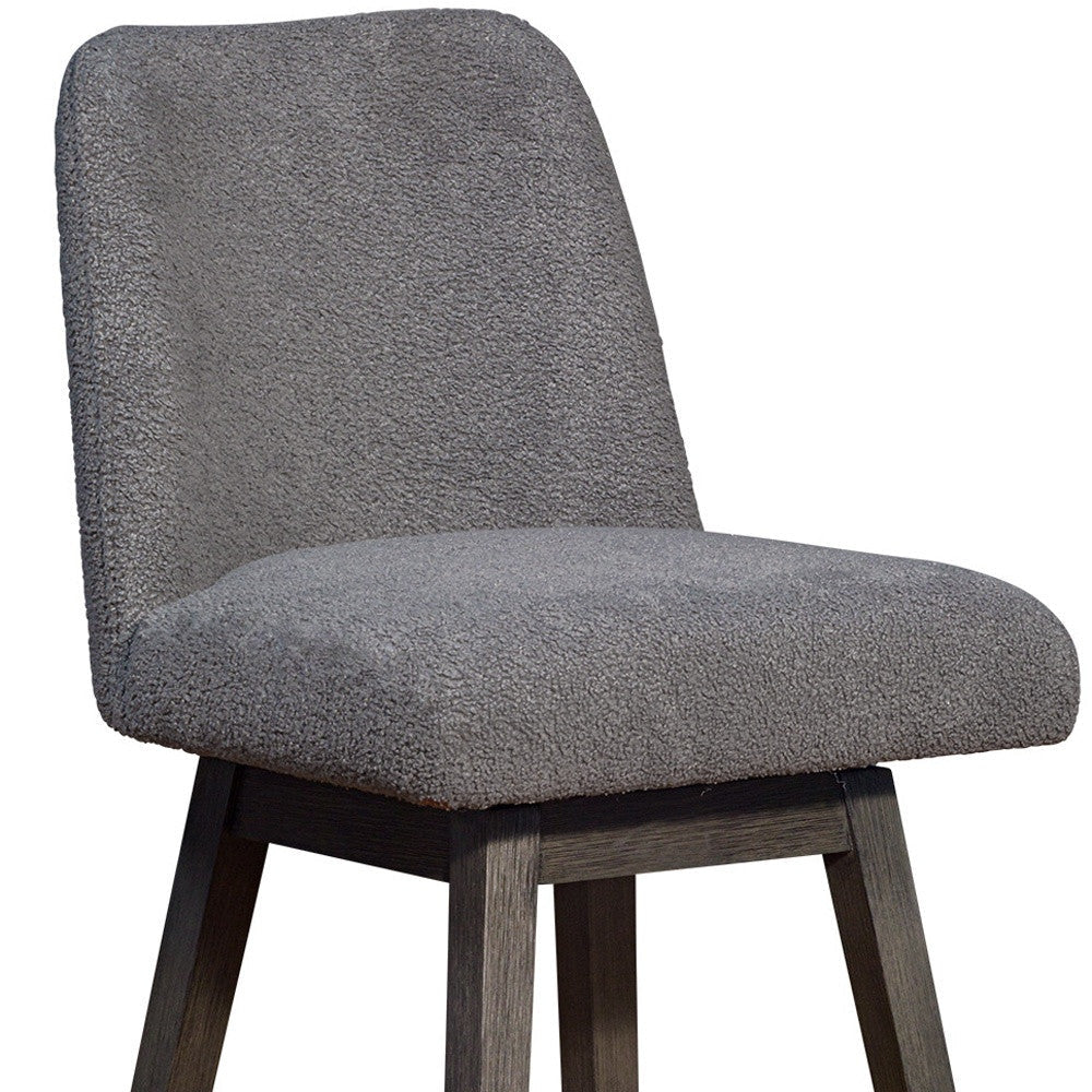 30" Gray Upholstered And Solid Wood Swivel Bar Height Bar Chair Image 10