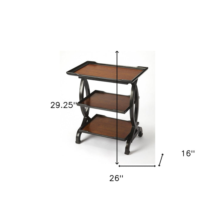 29" Cherry Manufactured Wood Rectangular End Table With Two Shelves Image 3