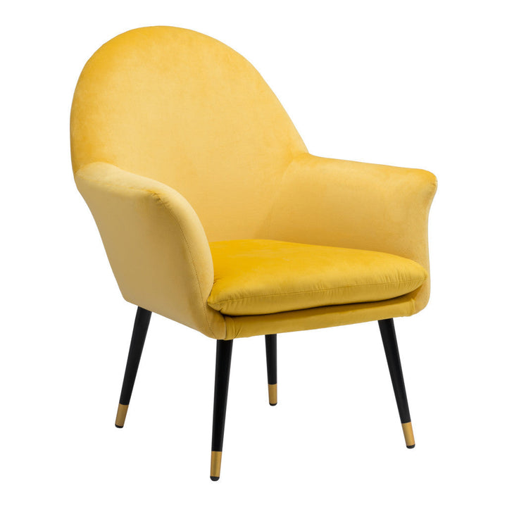 30" Yellow And Gold Velvet Arm Chair Image 1