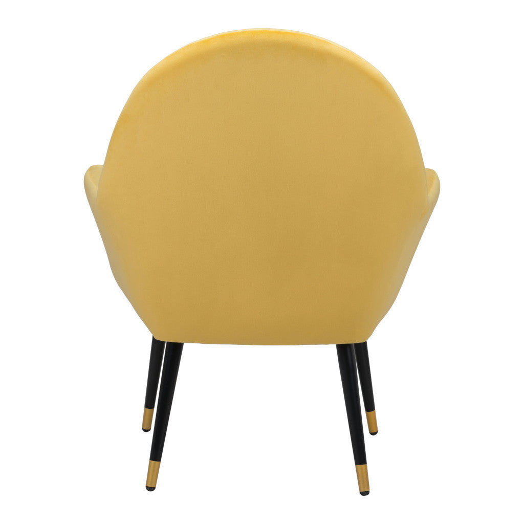 30" Yellow And Gold Velvet Arm Chair Image 4