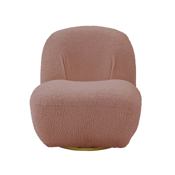 32" Pink Sherpa Solid Color Swivel Slipper Chair Image 1