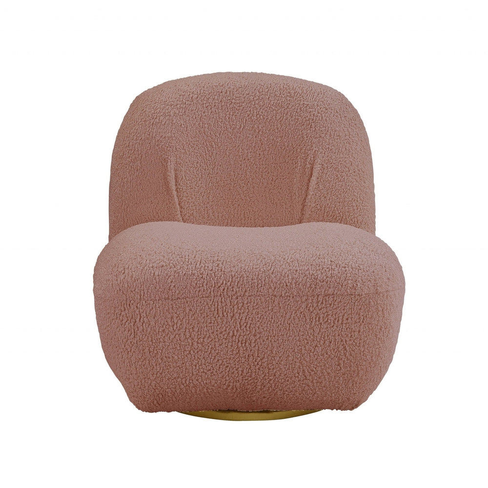 32" Pink Sherpa Solid Color Swivel Slipper Chair Image 2