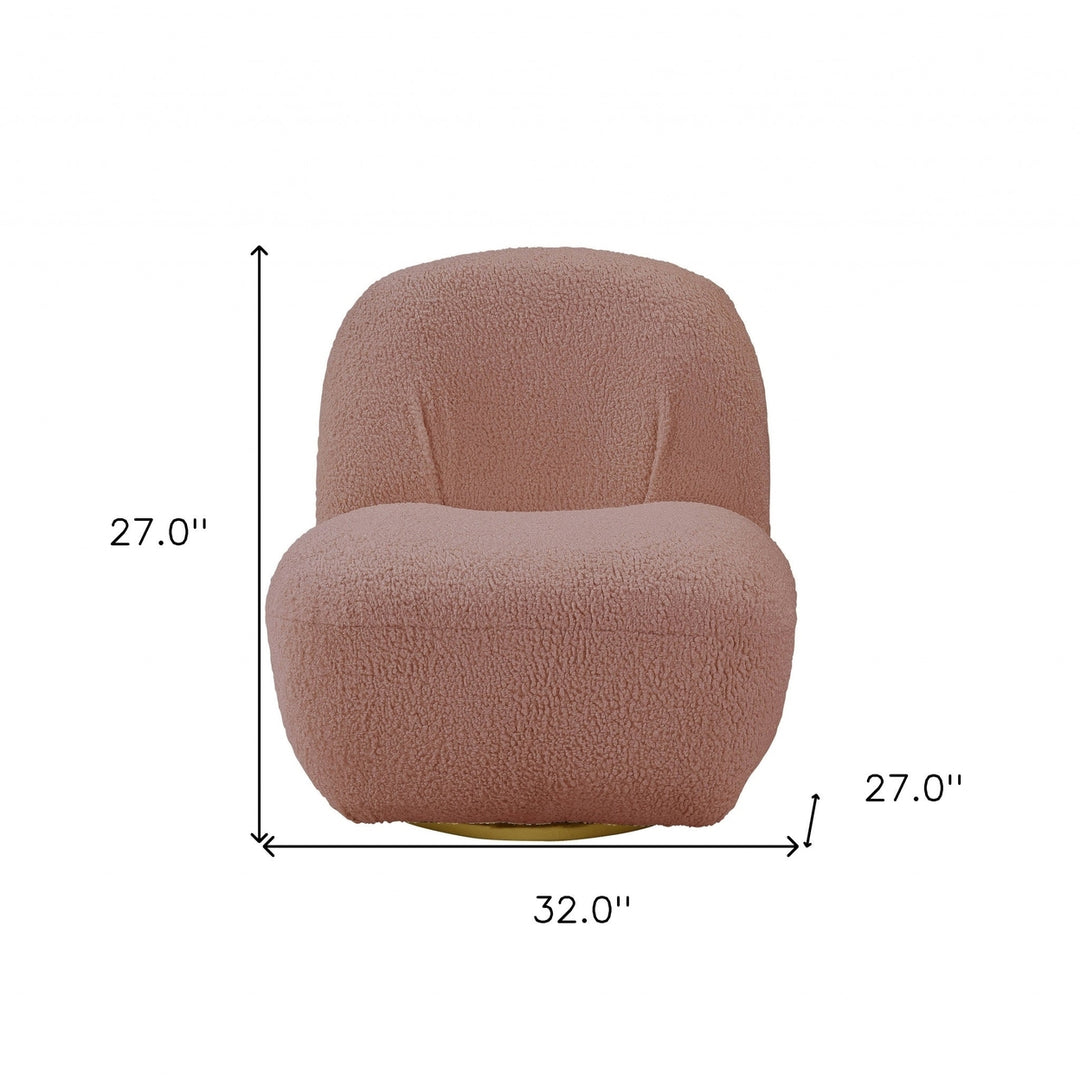 32" Pink Sherpa Solid Color Swivel Slipper Chair Image 5