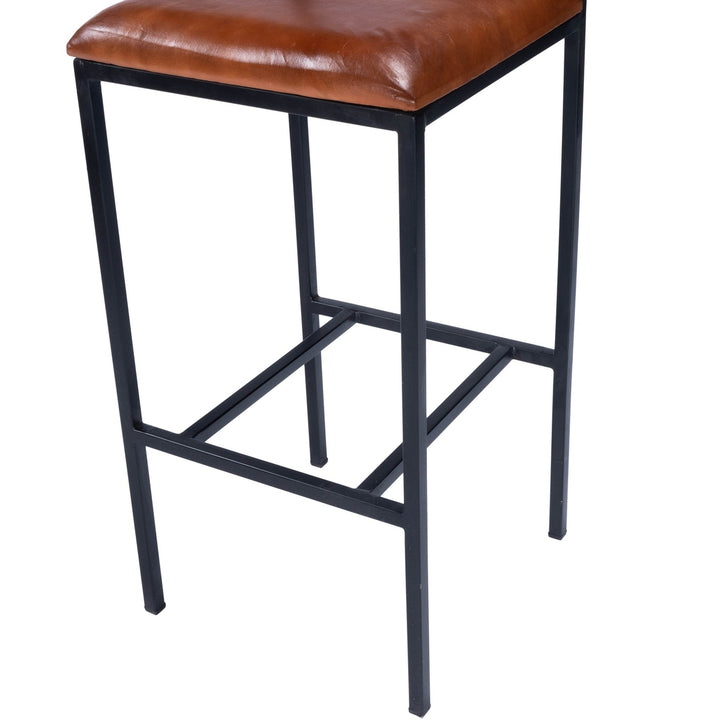 32" Brown And Black Manufactured Wood And Iron Bar Chair Image 8