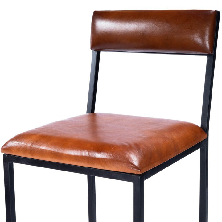 32" Brown And Black Manufactured Wood And Iron Bar Chair Image 9