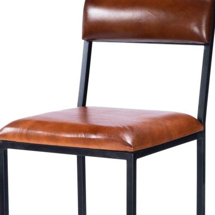 32" Brown And Black Manufactured Wood And Iron Bar Chair Image 12