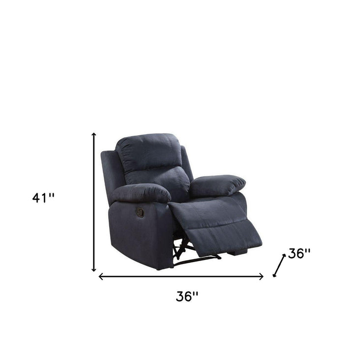 36" Blue Microfiber Recliner Image 7