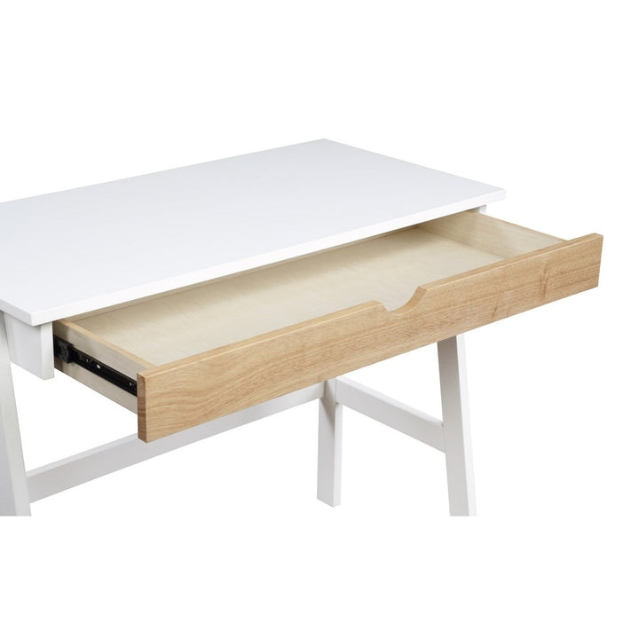 36" White and Natural Writing Desk Image 4