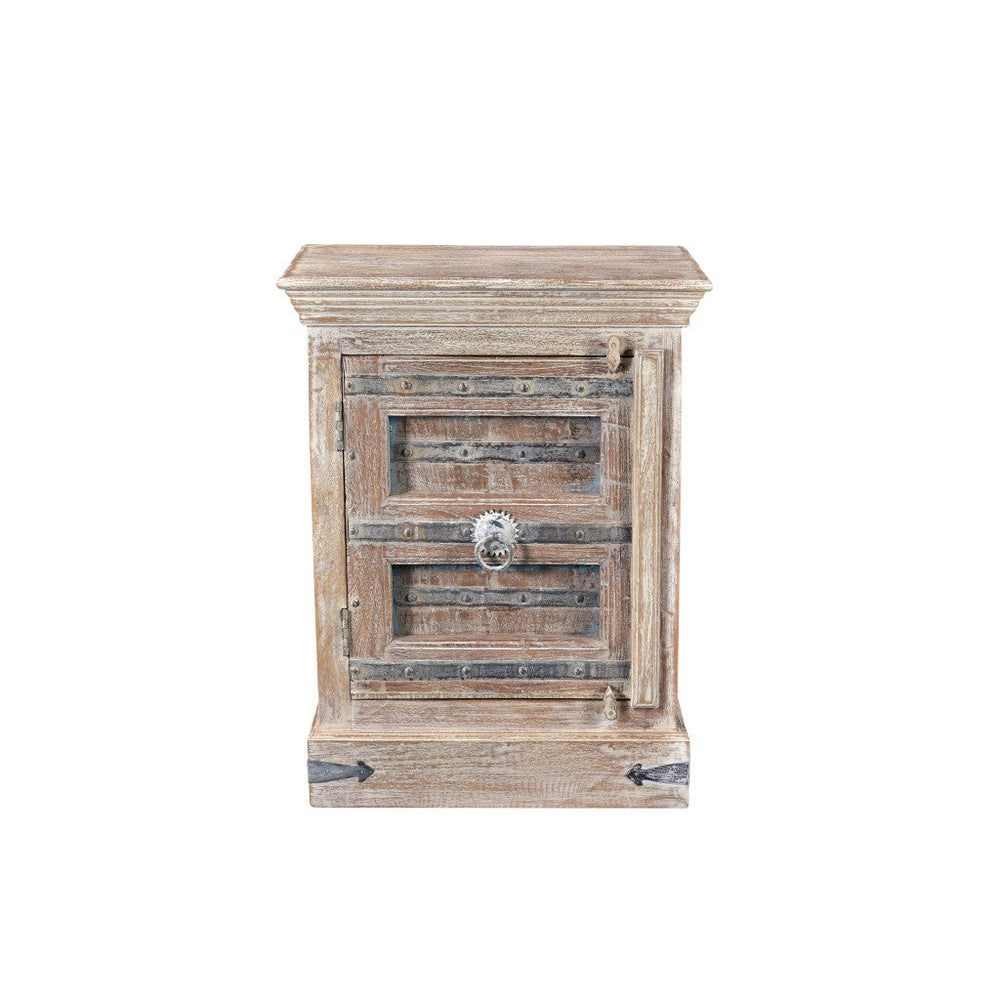 36" Distressed White Solid Wood Nightstand Image 2