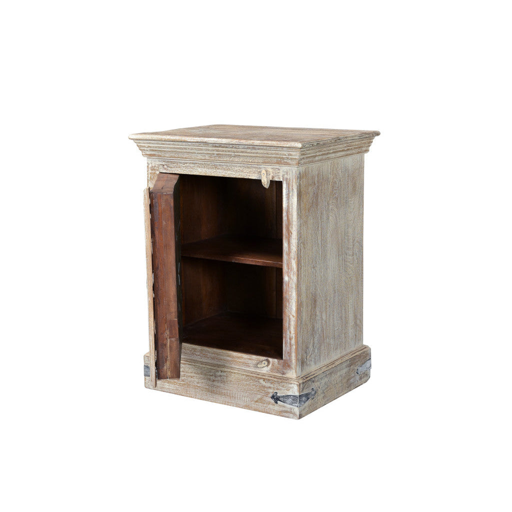 36" Distressed White Solid Wood Nightstand Image 3