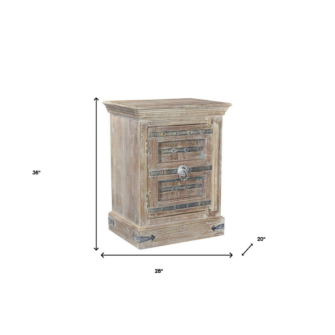 36" Distressed White Solid Wood Nightstand Image 5