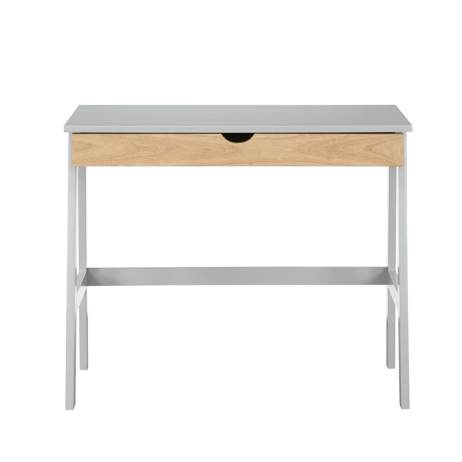 36" Gray and Natural Writing Desk Image 1