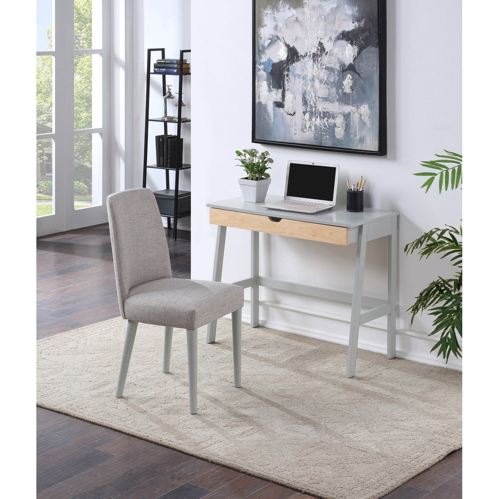 36" Gray and Natural Writing Desk Image 2