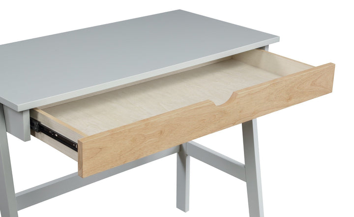 36" Gray and Natural Writing Desk Image 3