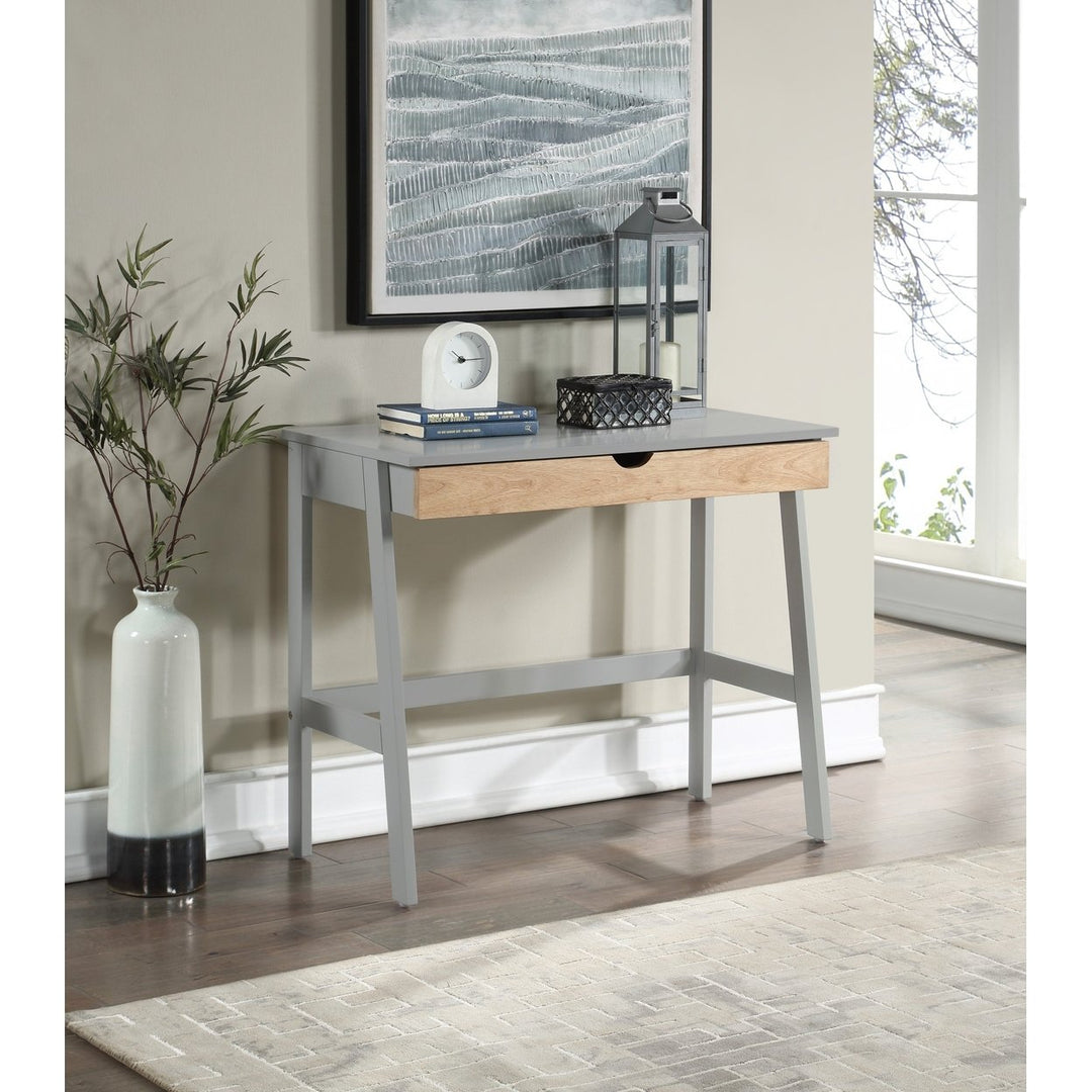 36" Gray and Natural Writing Desk Image 5