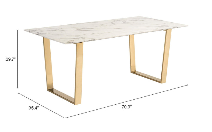 35" Gold Faux Marble And Steel Dining Image 1