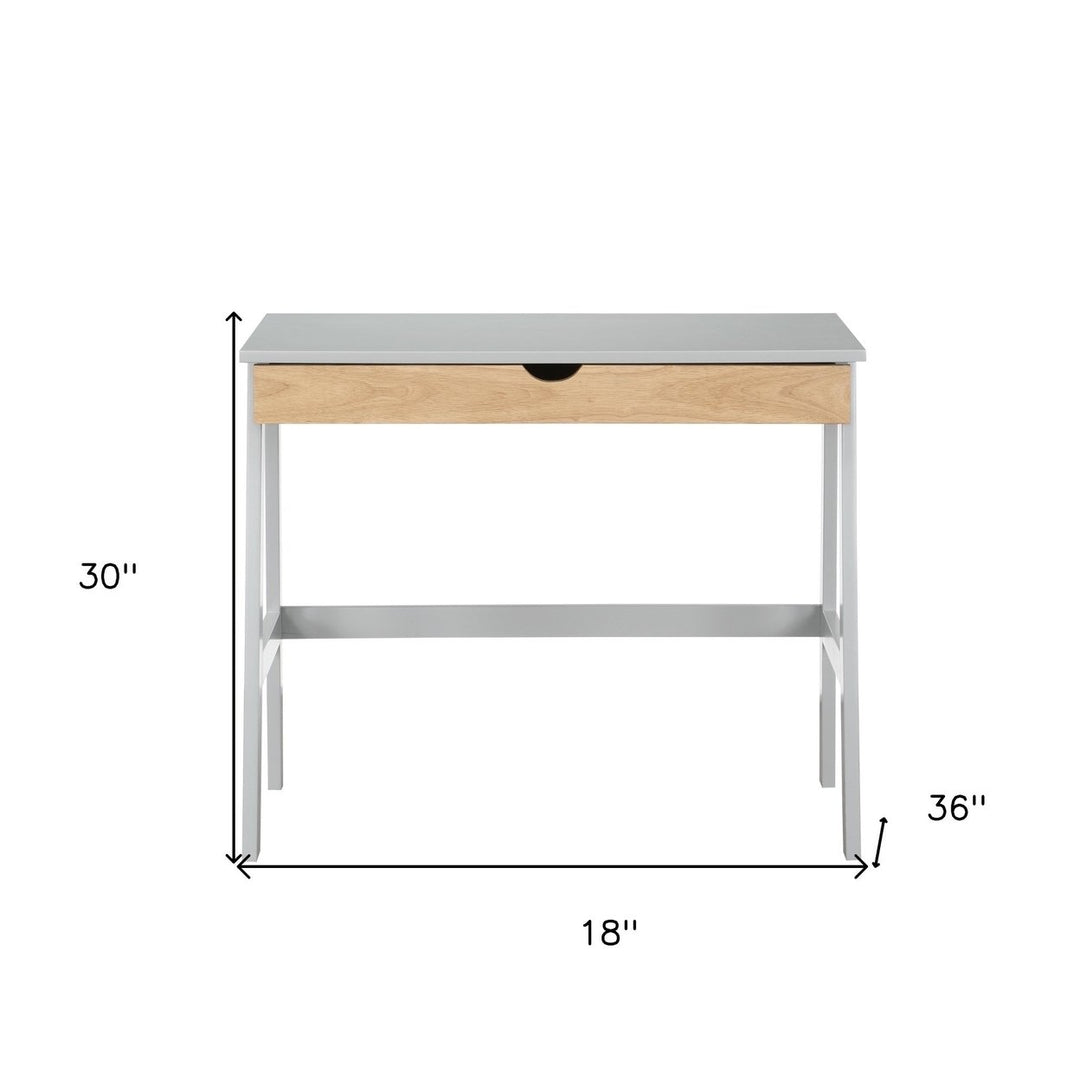 36" Gray and Natural Writing Desk Image 6