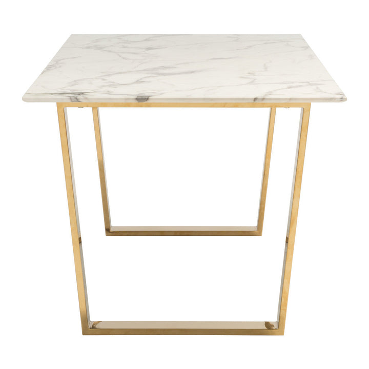 35" Gold Faux Marble And Steel Dining Image 5