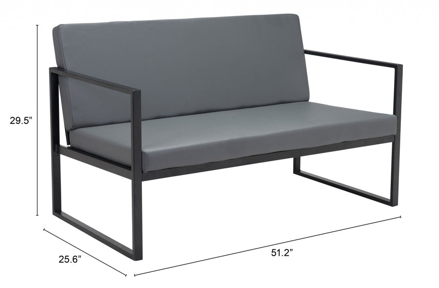 45" Gray Faux Leather Sofa With Black Legs Image 1