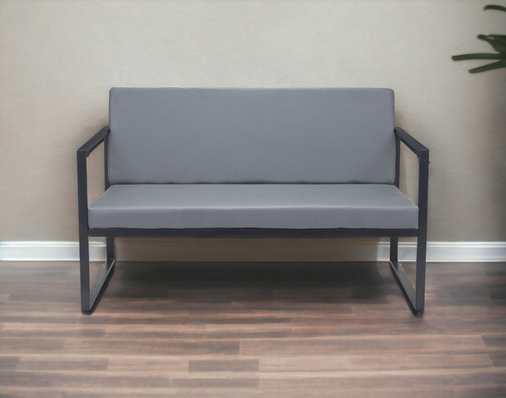 45" Gray Faux Leather Sofa With Black Legs Image 2