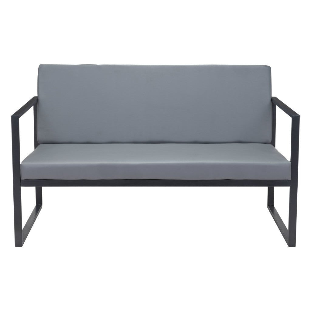 45" Gray Faux Leather Sofa With Black Legs Image 4