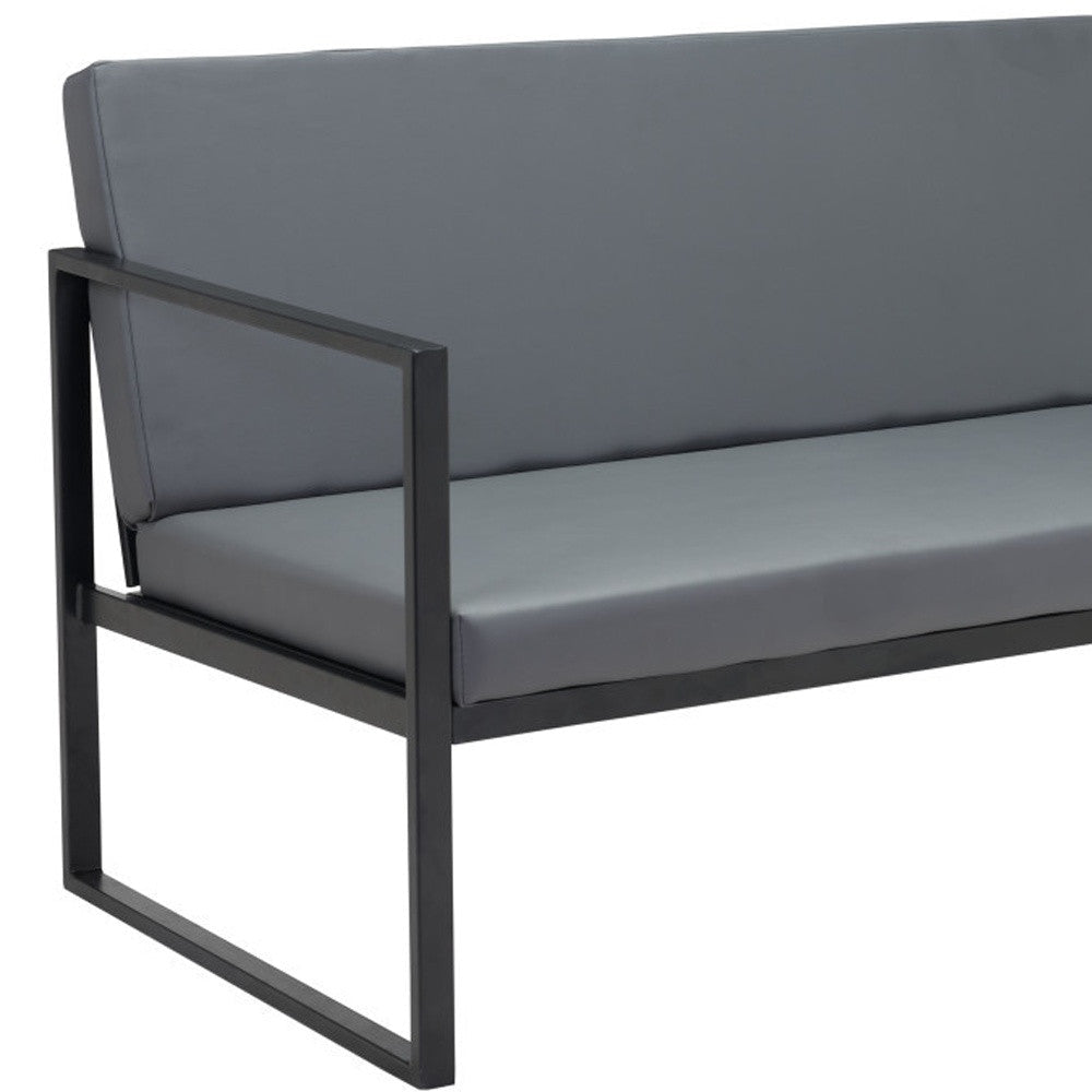 45" Gray Faux Leather Sofa With Black Legs Image 11