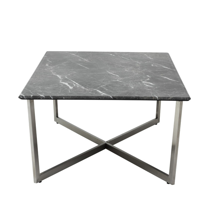 47" Black And Silver Faux Marble Rectangular Coffee Table Image 3