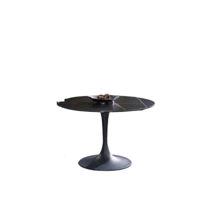 47" Black Rounded Ceramic And Metal Pedestal Base Dining Image 1