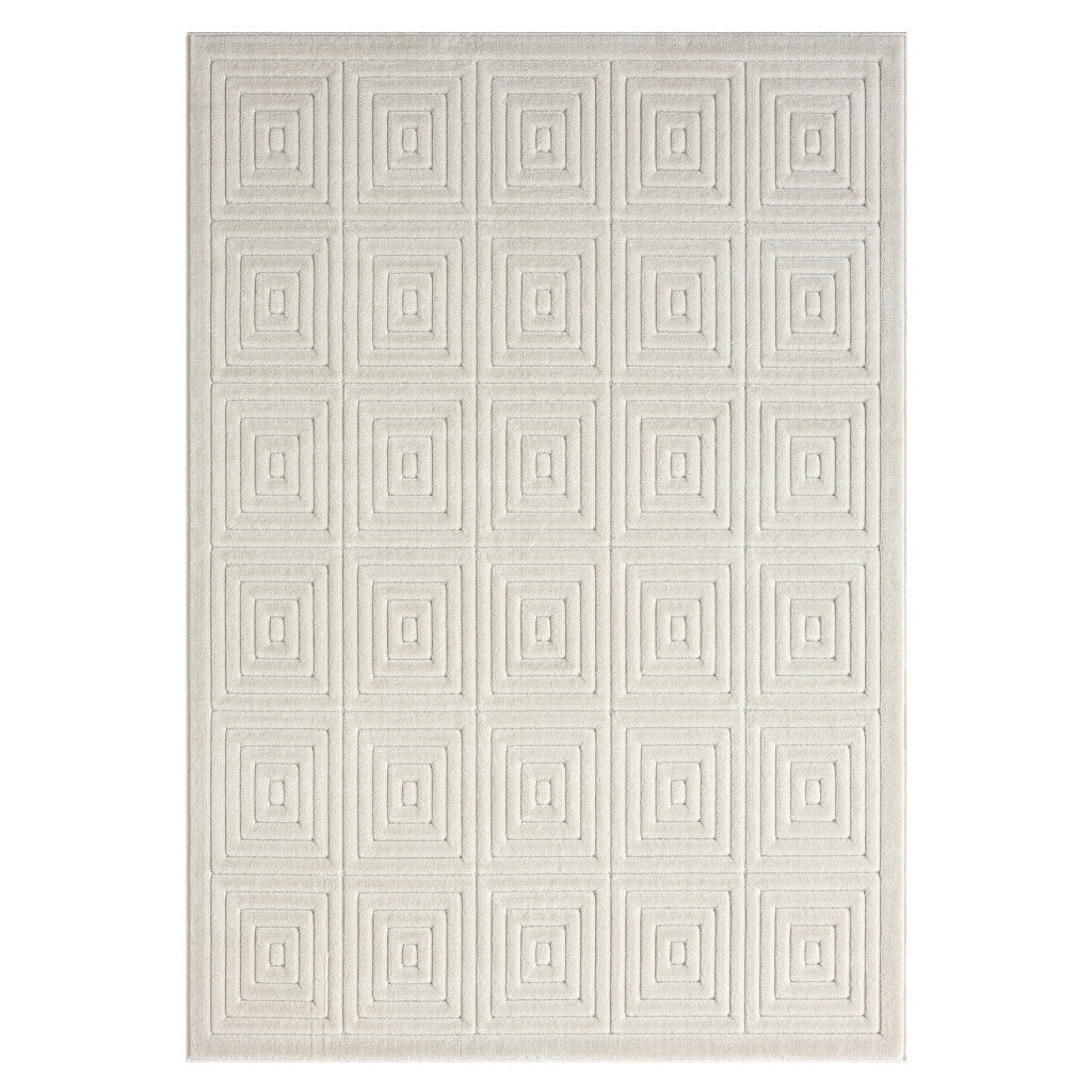 5 x 7 Beige Geometric Area Rug Image 1