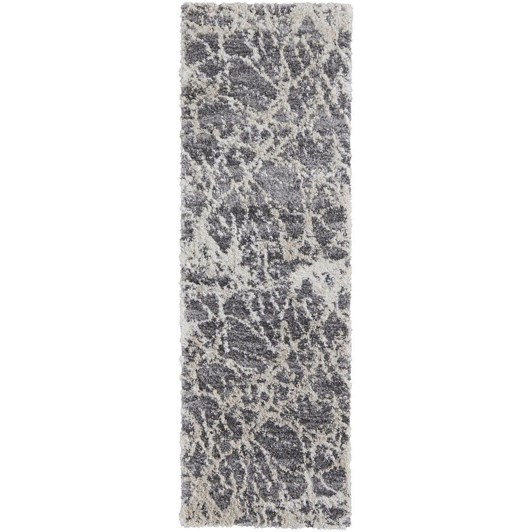 5 X 8 Gray And Ivory Abstract Power Loom Stain Resistant Area Rug Image 9