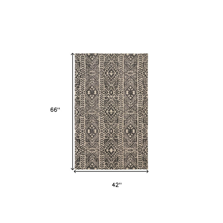 5 X 8 Brown Taupe And Ivory Striped Stain Resistant Area Rug Image 8