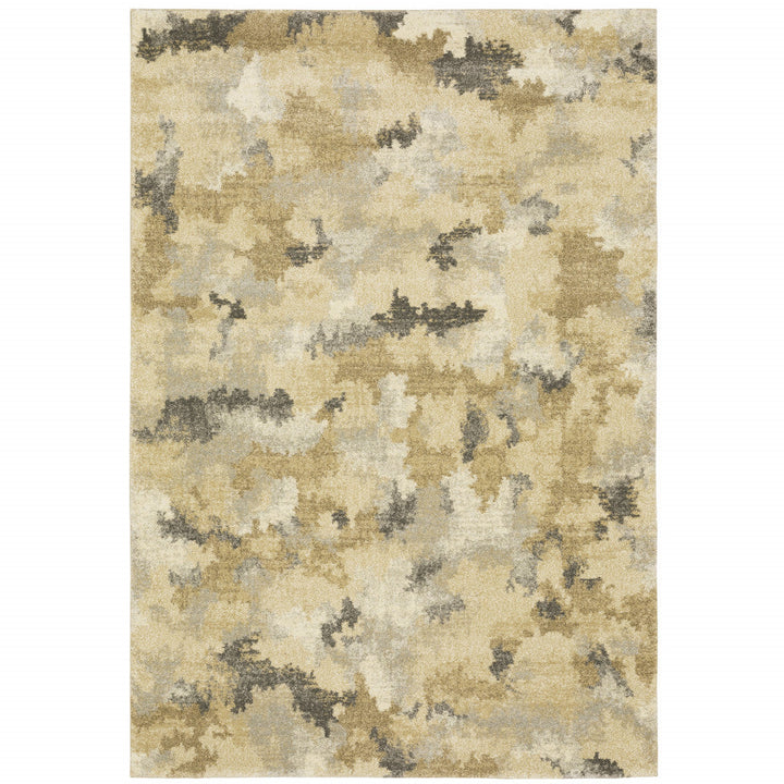 5 X 8 Beige Grey And Gold Abstract Power Loom Stain Resistant Area Rug Image 1