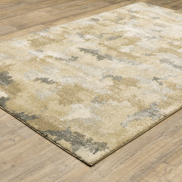 5 X 8 Beige Grey And Gold Abstract Power Loom Stain Resistant Area Rug Image 4