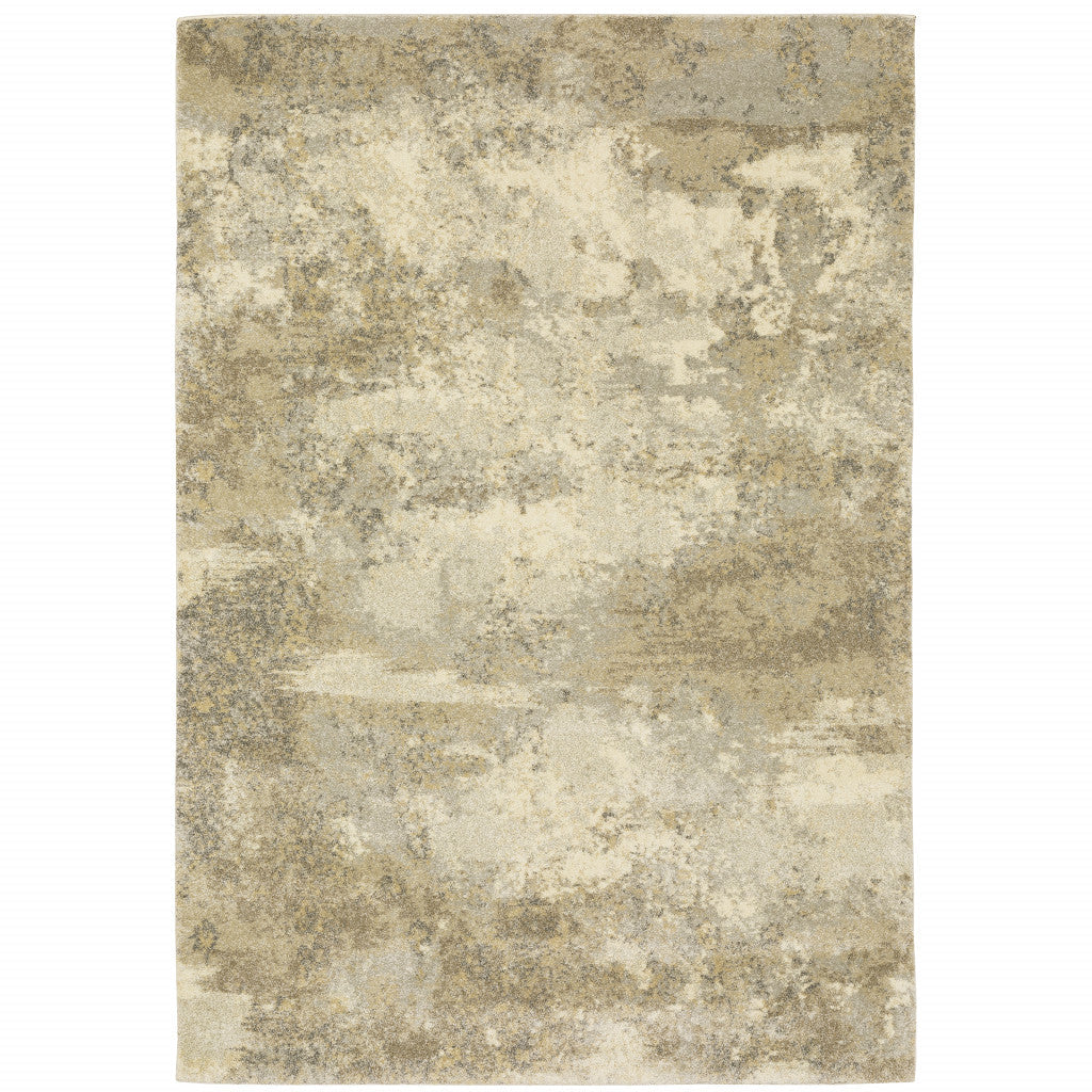 5 x 8 Beige and Gold Abstract Power Loom Area Rug Image 1