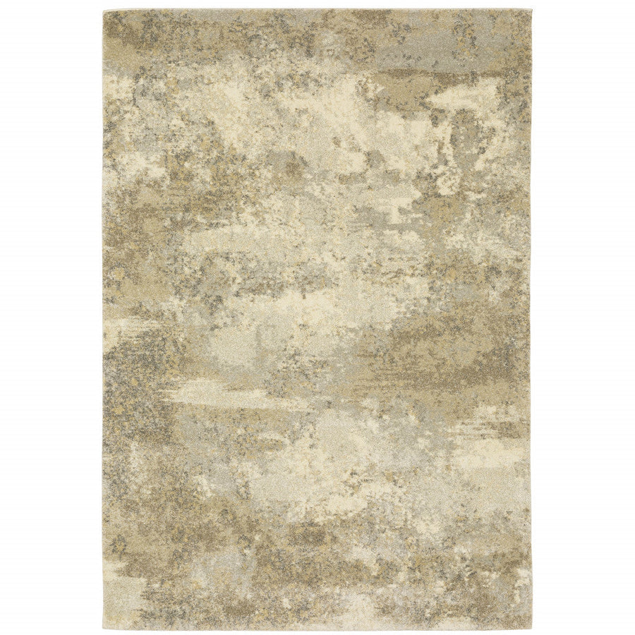 5 x 8 Beige and Gold Abstract Power Loom Area Rug Image 1