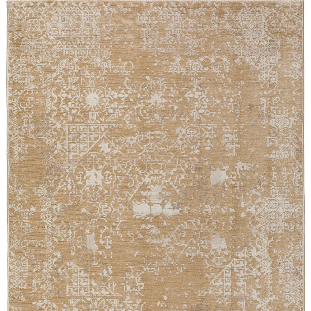 5 X 8 Beige Oriental Area Rug With Fringe Image 9