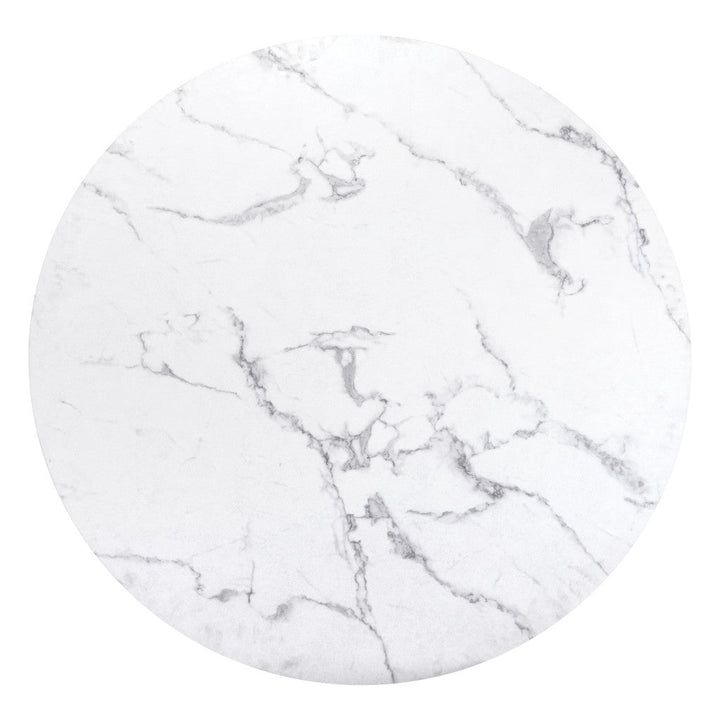 47" White Faux Marble Print And Black Round Dining Image 10