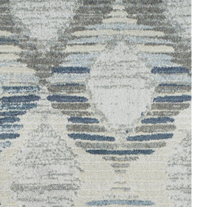 5 x 8 Blue and Ivory Geometric Area Rug Image 11