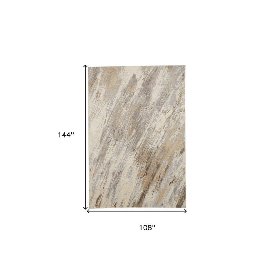 5 X 8 Ivory Tan And Brown Abstract Area Rug Image 4