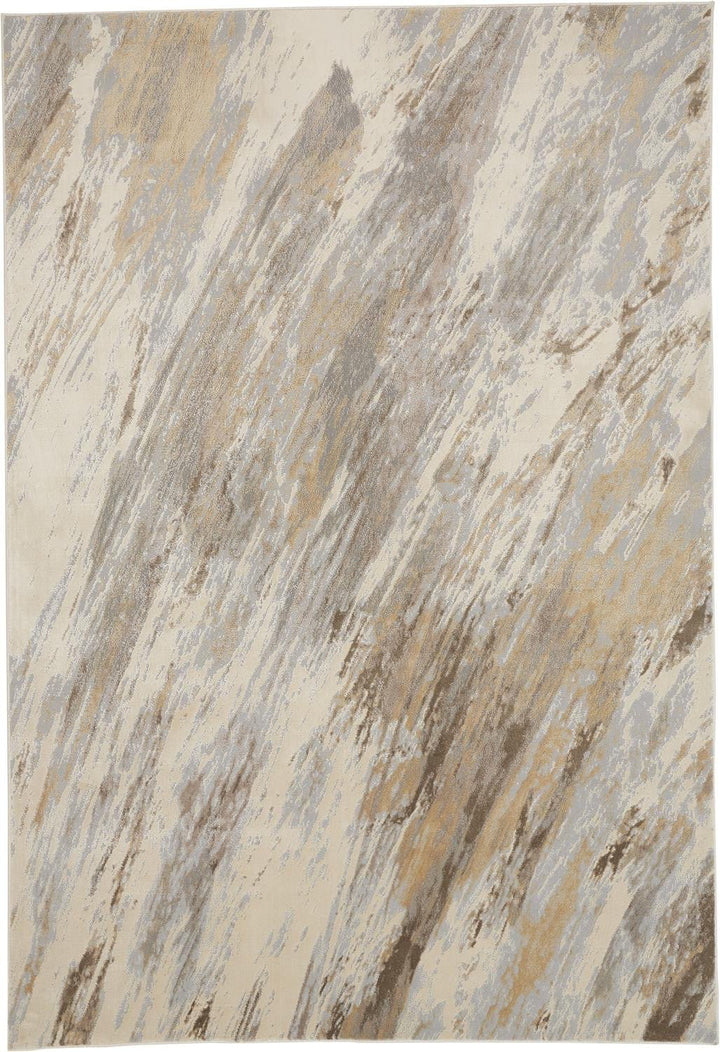 5 X 8 Ivory Tan And Brown Abstract Area Rug Image 9