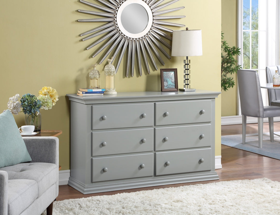 56" Gray Solid and Manufactured Wood Six Drawer Double Dresser Image 1