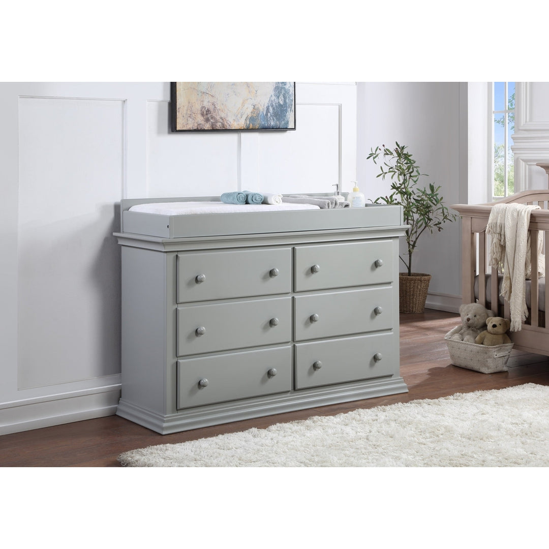 56" Gray Solid and Manufactured Wood Six Drawer Double Dresser Image 4