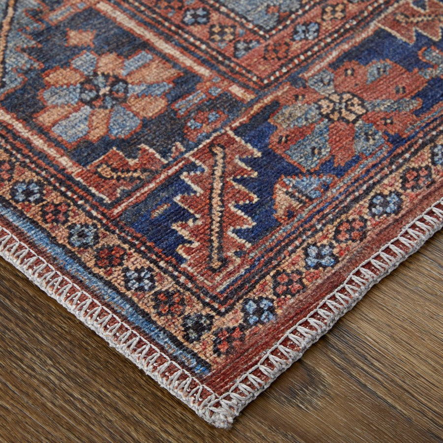 2 X 3 Red Tan And Blue Floral Power Loom Area Rug Image 1