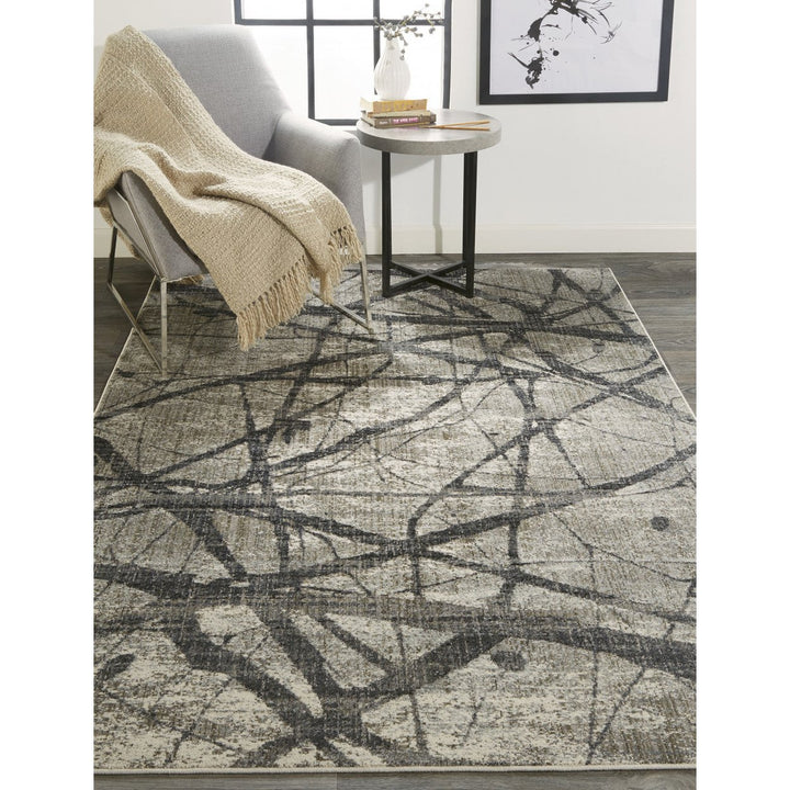 8 X 11 Taupe Gray And Ivory Abstract Stain Resistant Area Rug Image 8