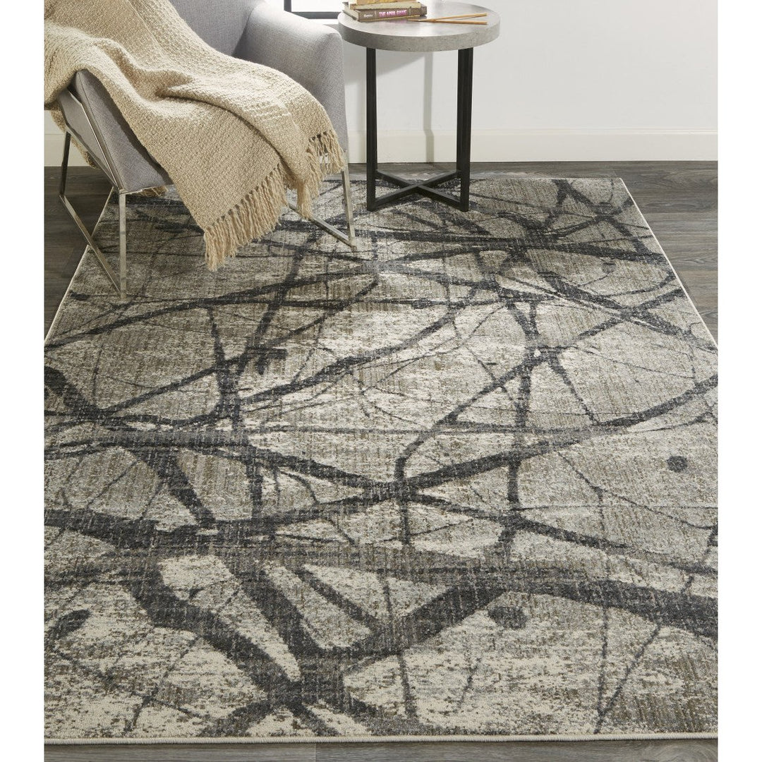 8 X 11 Taupe Gray And Ivory Abstract Stain Resistant Area Rug Image 9