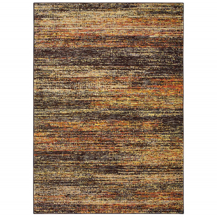 12 Gold And Slate Abstract Runner Rug Image 10