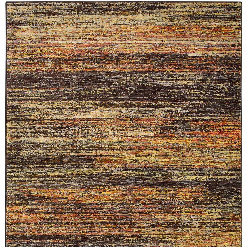 12 Gold And Slate Abstract Runner Rug Image 6